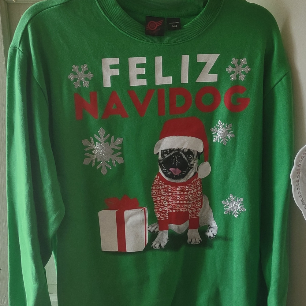 Green Feliz Navidog Christmas Sweater